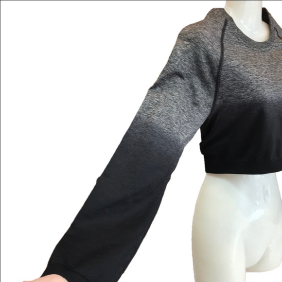 Gymshark Adapt Ombre Women's Black and Grey Long Sleeve Seamless Crop Top NWOT - Picture 6 of 16